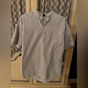 SHEIN Men's Monochrome Striped Button-Down Shirt